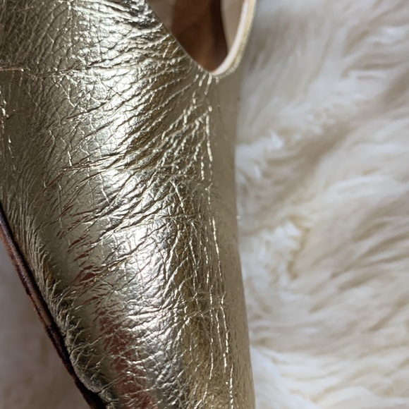 Vintage metallic gold leather pointed toe pumps 7 - Picture 5 of 15